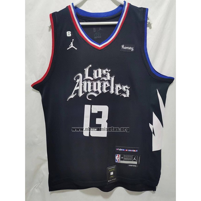 Camiseta Los Angeles Clippers Paul George NO 13 Statement 2022-23 Negro